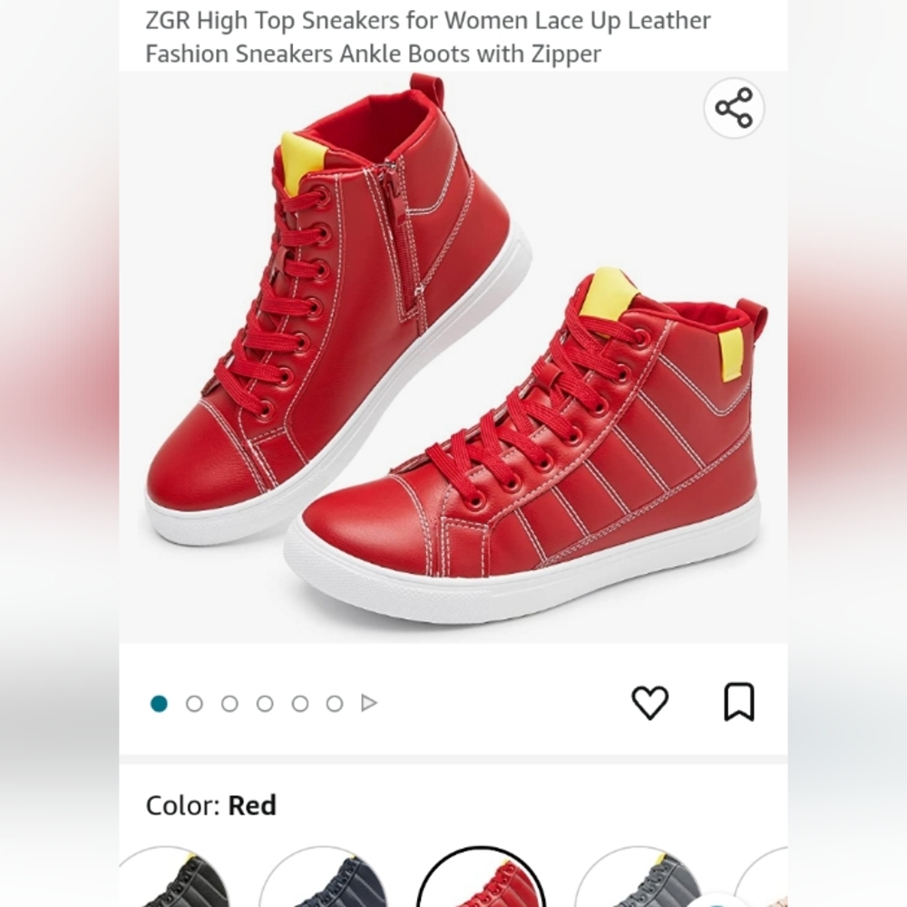 Red high top sneakers with zipper. New in box.